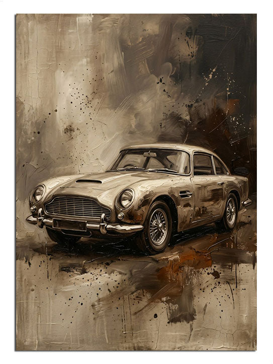 Dumanlı vintage Aston Martin klasik spor araba