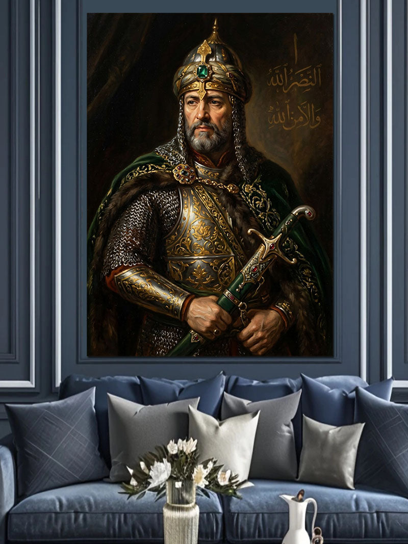 Zırhlı Osmanlı Padişah Portre Tablosu Kanvas Tablo