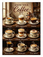 Çeşitli kahve fincanları Know Your Coffee menüsü