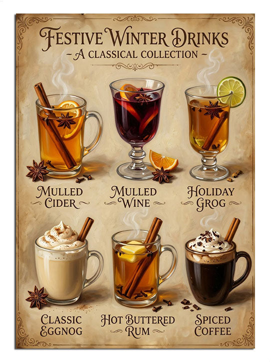 Altı çeşit kış içeceği Festive Winter Drinks posteri