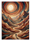 Girdaplı gökyüzü ve dalgalı vadi manzarası gün batımı