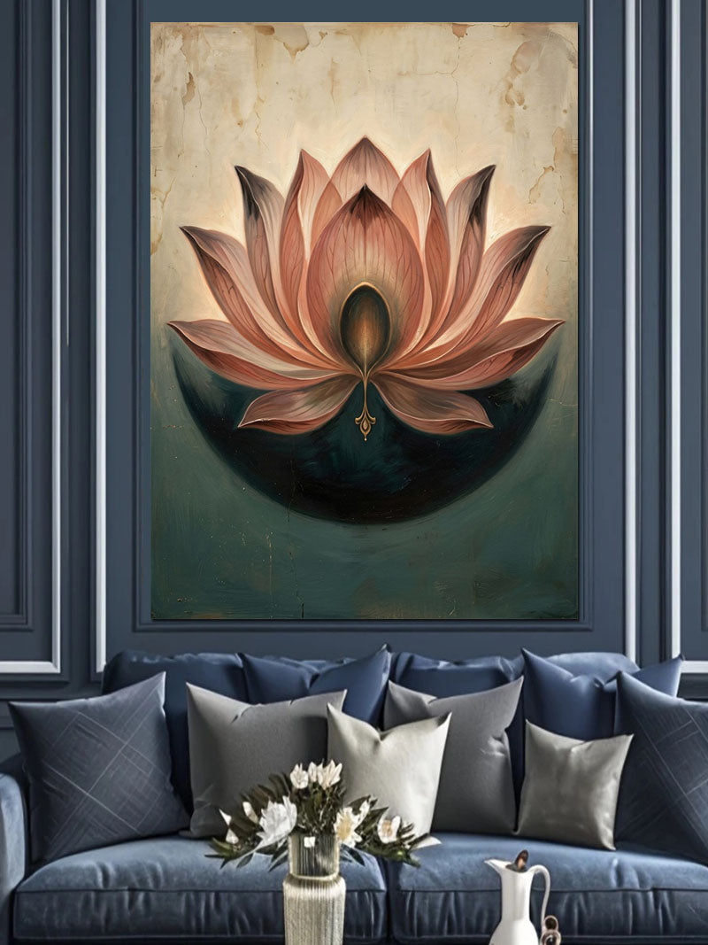 Pembe Lotus Çiçeği Zen Meditasyon Kanvas Tablo