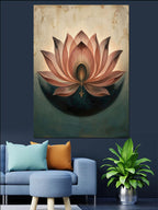 Pembe Lotus Çiçeği Zen Meditasyon Kanvas Tablo