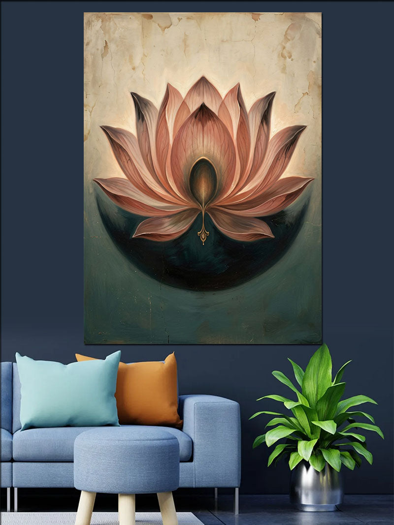 Pembe Lotus Çiçeği Zen Meditasyon Kanvas Tablo