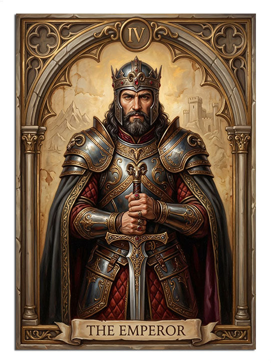 Zırhlı ve kılıçlı imparator kral THE EMPEROR kartı