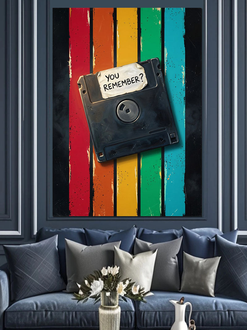 Gökkuşağı Disket Retro Hatıra Posteri Kanvas Tablo