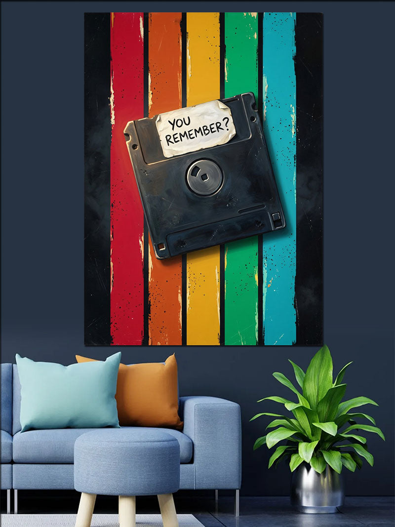 Gökkuşağı Disket Retro Hatıra Posteri Kanvas Tablo
