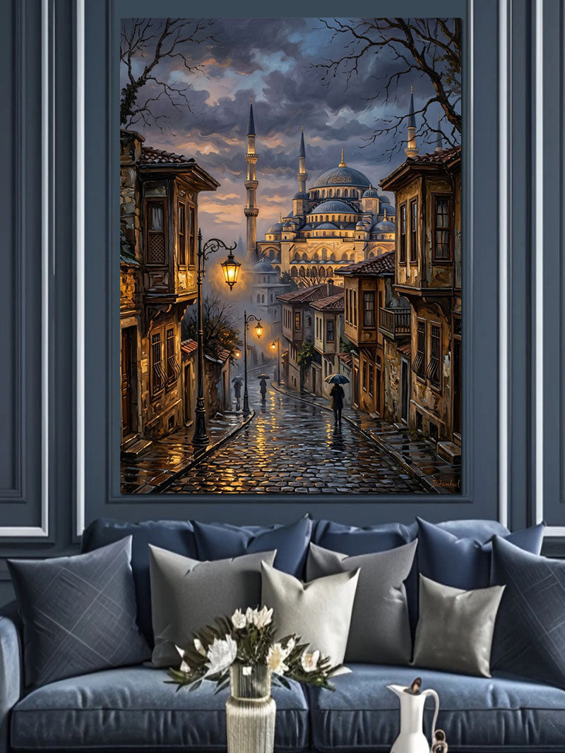 İstanbul Süleymaniye Sisli Sokak Manzarası Kanvas Tablo