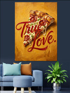 True Love Yazılı Pizza Dilimi Kanvas Tablo