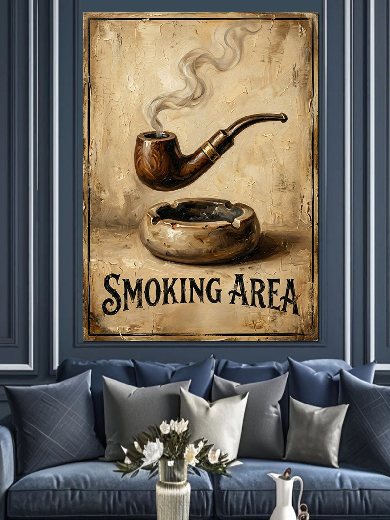 Smoking Area Pipo Vintage Tabela Kanvas Tablo
