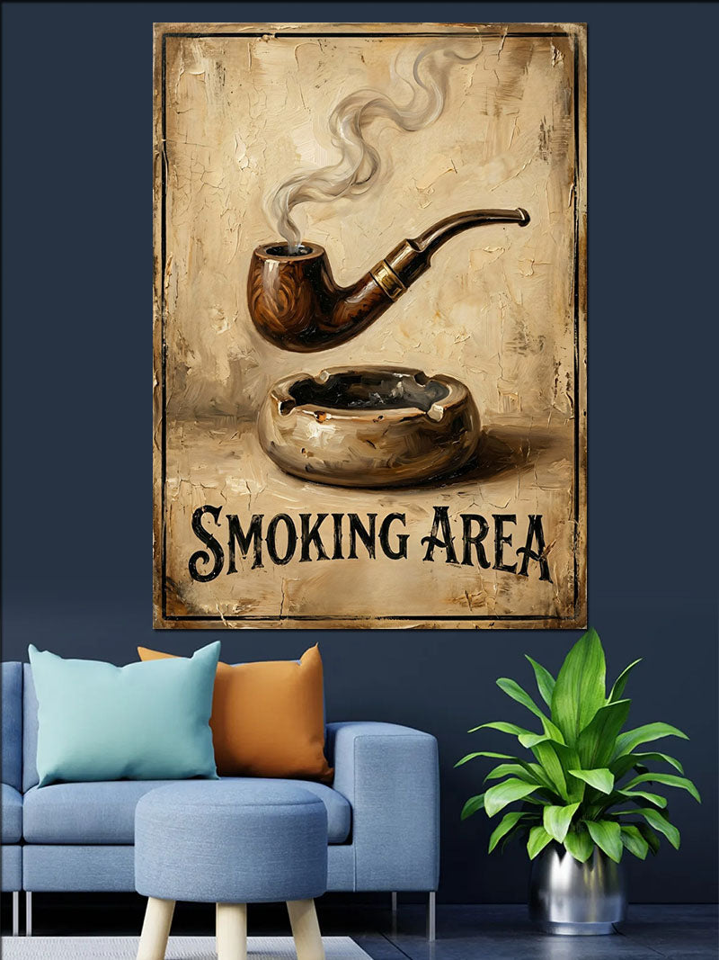 Smoking Area Pipo Vintage Tabela Kanvas Tablo