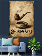 Smoking Area Pipo Vintage Tabela Kanvas Tablo