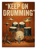 KEEP ON DRUMMING yazılı bateri seti poster