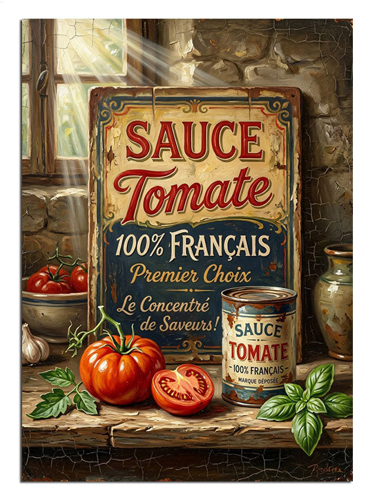 SAUCE Tomate yazılı domates ve konserve vintage poster