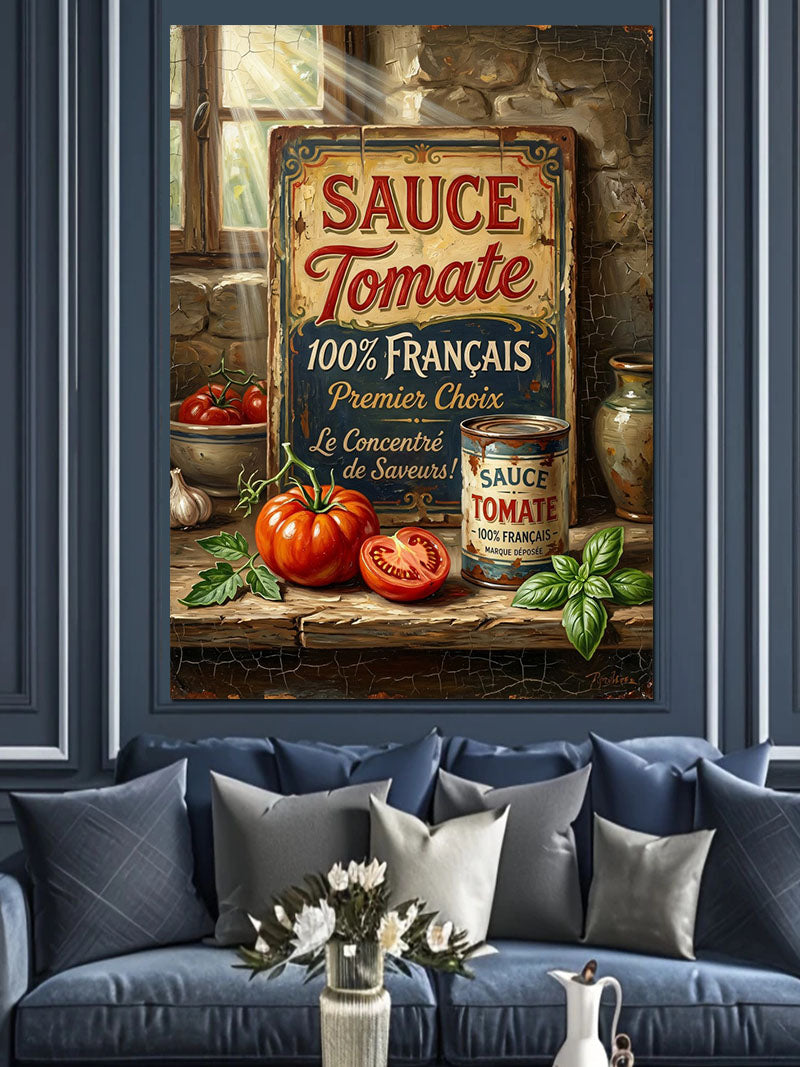 Sauce Tomate Domates Konservesi Vintage Kanvas Tablo