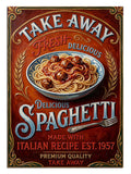 TAKE AWAY Spaghetti yazılı spagetti tabağı vintage poster