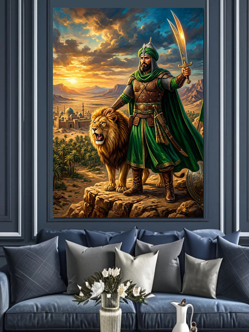 Aslan yanındaki hz ali Kanvas Tablo
