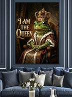 Taçlı Kurbağa Kraliçe I am Queen Kanvas Tablo