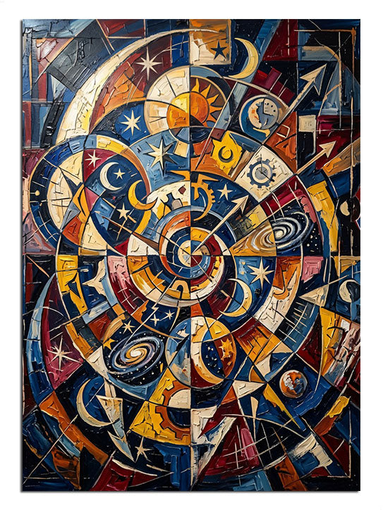 Renkli astrolojik burç sembollü girdap çemberi
