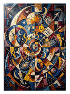 Renkli astrolojik burç sembollü girdap çemberi