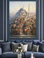 Süleymaniye Camii ve Tarihi Evler Manzarası Kanvas Tablo