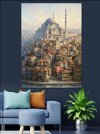 Süleymaniye Camii ve Tarihi Evler Manzarası Kanvas Tablo