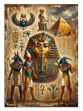Firavun maskeli ve Anubis tanrılı Mısır duvarı