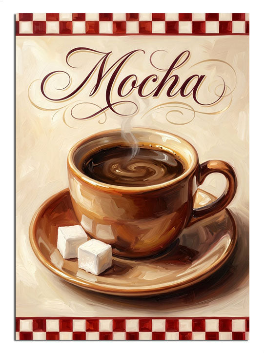 Mocha yazılı buharlı kahve fincanı