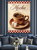 Mocha Yazılı Kahve Fincanı Buharlı Kanvas Tablo