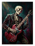 Gitar çalan ceketli iskelet rocker