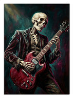Gitar çalan ceketli iskelet rocker