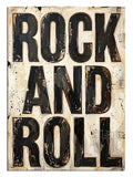 ROCK AND ROLL yazılı eskitme poster