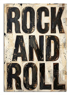 ROCK AND ROLL yazılı eskitme poster