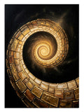 Spiral taş tünel ve ortada galaksi