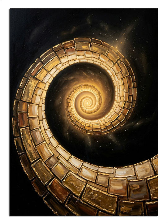 Spiral taş tünel ve ortada galaksi