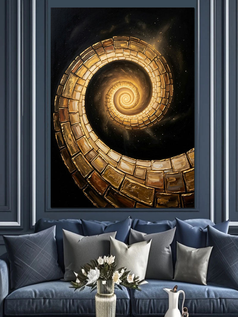 Spiral Taş Tünel ve Galaksi Kanvas Tablo