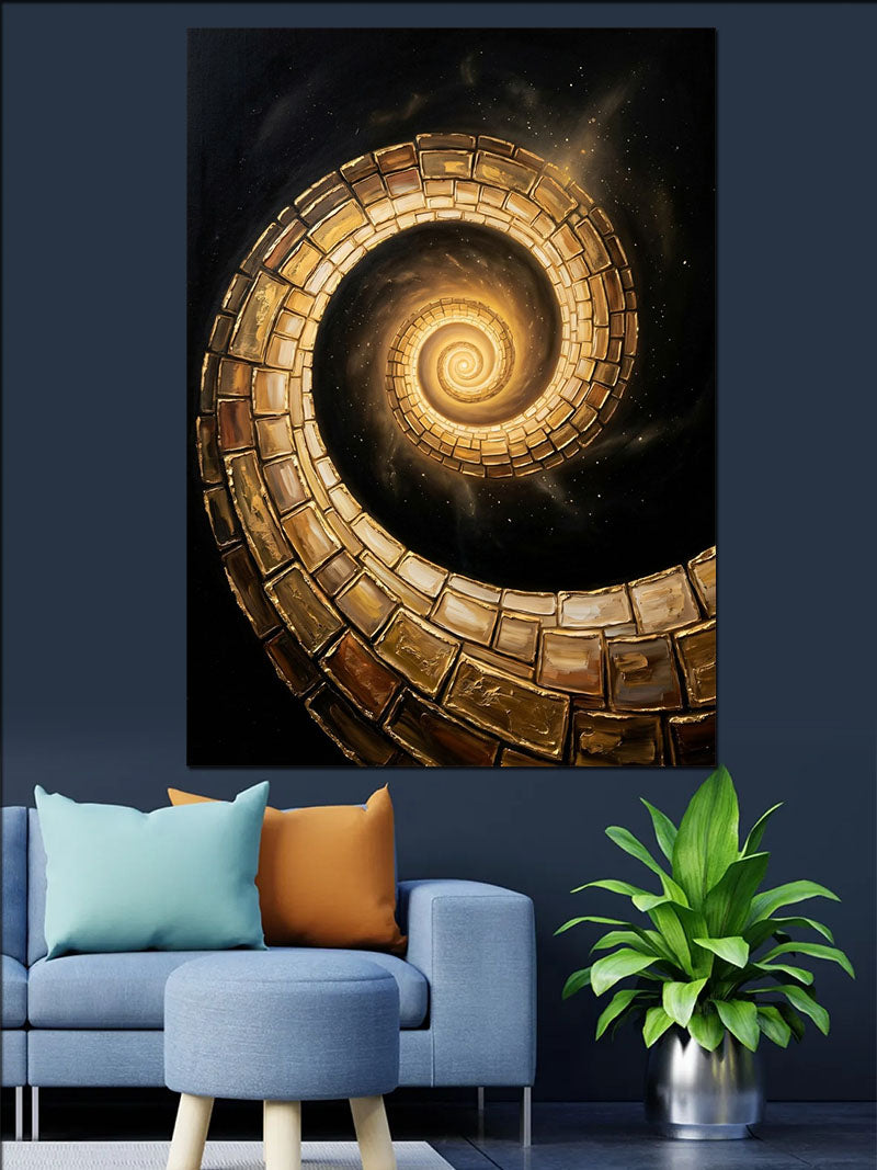 Spiral Taş Tünel ve Galaksi Kanvas Tablo