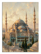 Mavi Cami ve gökyüzü ve minareli manzara