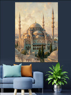 Mavi Cami ve Gökyüzü ve Minareli Kanvas Tablo