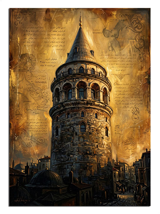 Gün batımında Galata Kulesi ve şehir manzarası