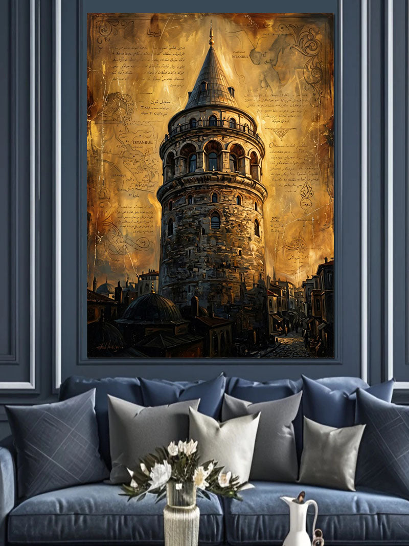 Gün Batımında Galata Kulesi ve Şehir Kanvas Tablo