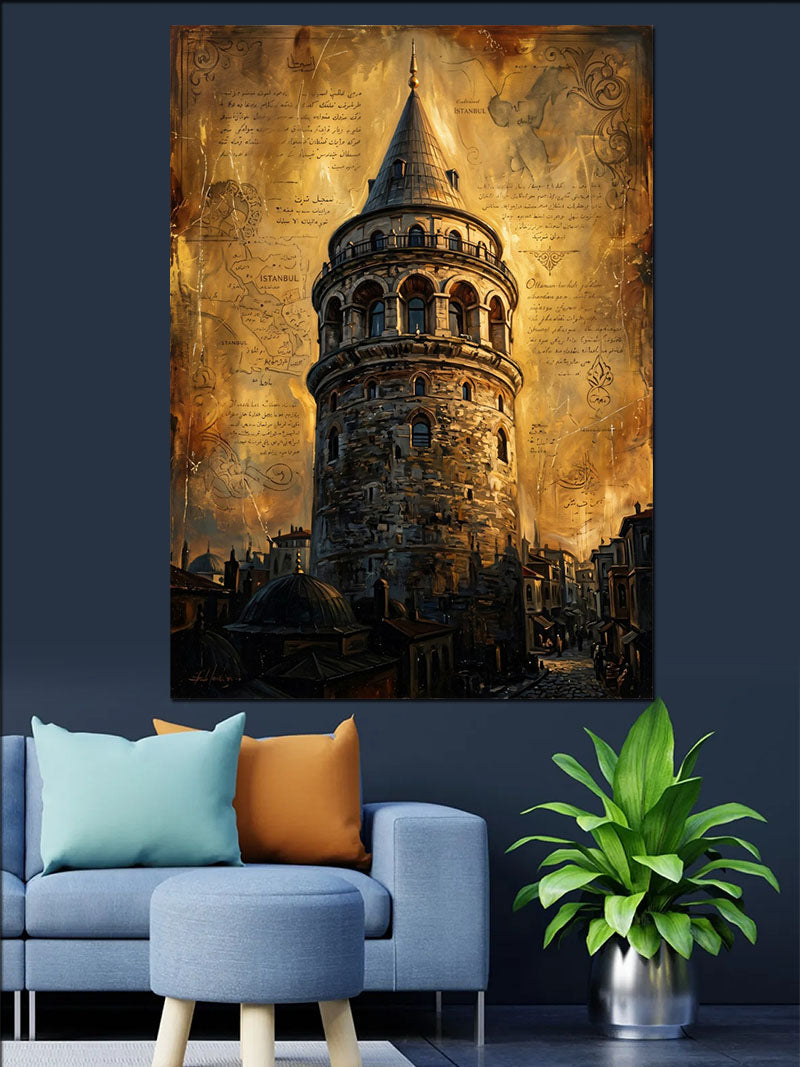 Gün Batımında Galata Kulesi ve Şehir Kanvas Tablo
