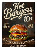 Hot Burgers 10 cent yazılı burger poster