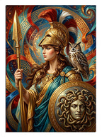 Miğferli ve baykuşlu ve Medusa kalkanlı Athena tanrıçası