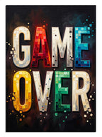 GAME OVER renkli pixel poster