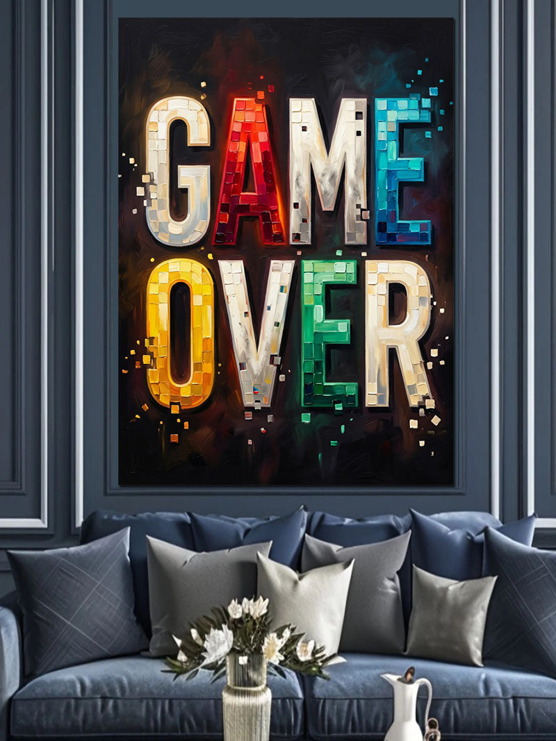 Game Over Renkli Pixel Poster Kanvas Tablo