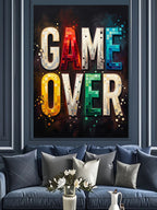 Game Over Renkli Pixel Poster Kanvas Tablo