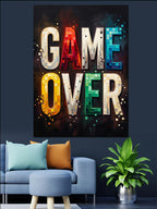 Game Over Renkli Pixel Poster Kanvas Tablo