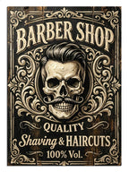 Kurukafalı BARBER SHOP QUALITY Shaving & Haircuts tabelası vintage