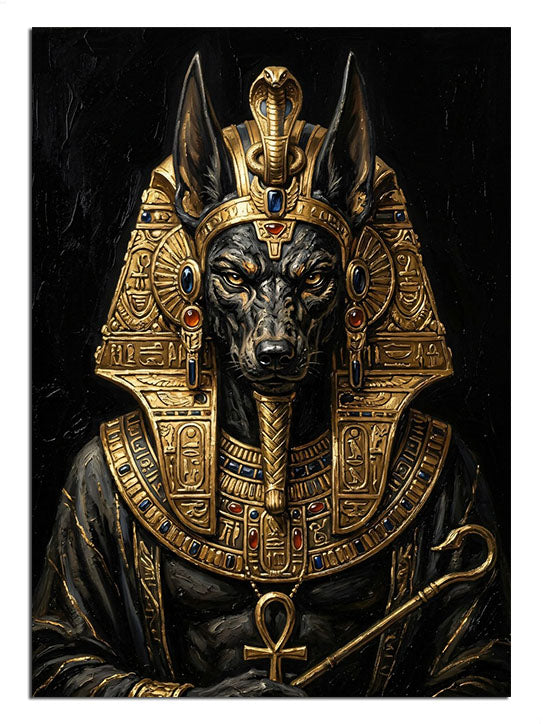 Anubis tanrısı siyah altın firavun başlıklı